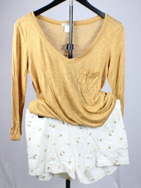 NWT Old Navy Metallic Palm Tree Shorts 4 & Bozzolo Mustard Slub Tee S Set